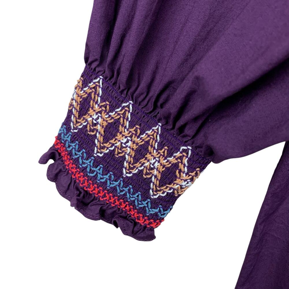 Pomander Place Wrenley Dress Purple Smocked Mini Long Sleeve Women's L - Picture 6 of 11